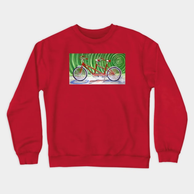 Red Tandem Crewneck Sweatshirt by realartisbetter